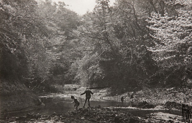 猫池の水たまりで遊ぶ子どもたち(鎌倉市図書館近代史資料室所蔵)